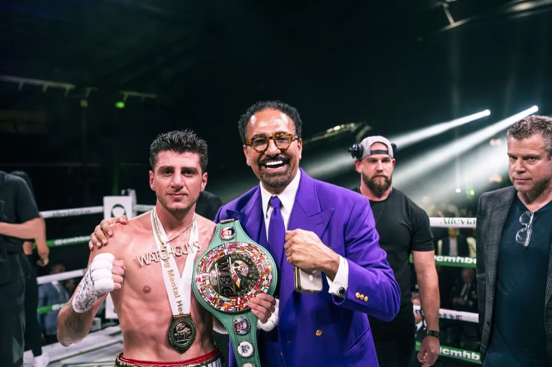Championship celebration with the belt